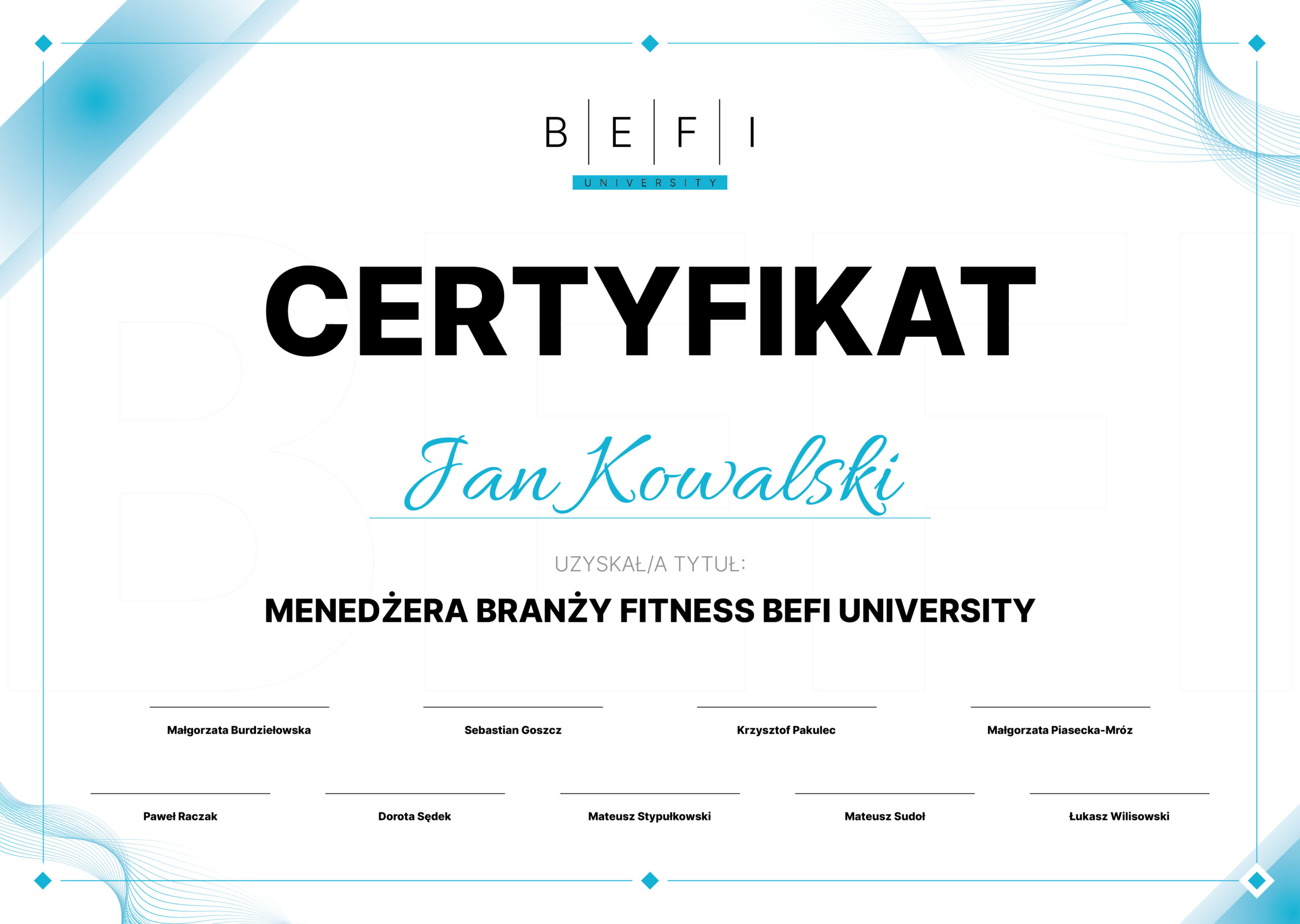 Certyfikowany Menadżer BEFI University